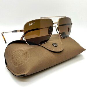 Ray-Ban RB 8096 Michael Titanium Sunglasses Gold Frame Brown Polarized Lens